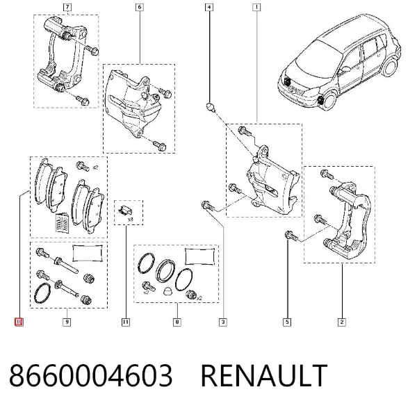 Klocki hamulcowe przednie tarczowe 8660004603 Renault (RVI)