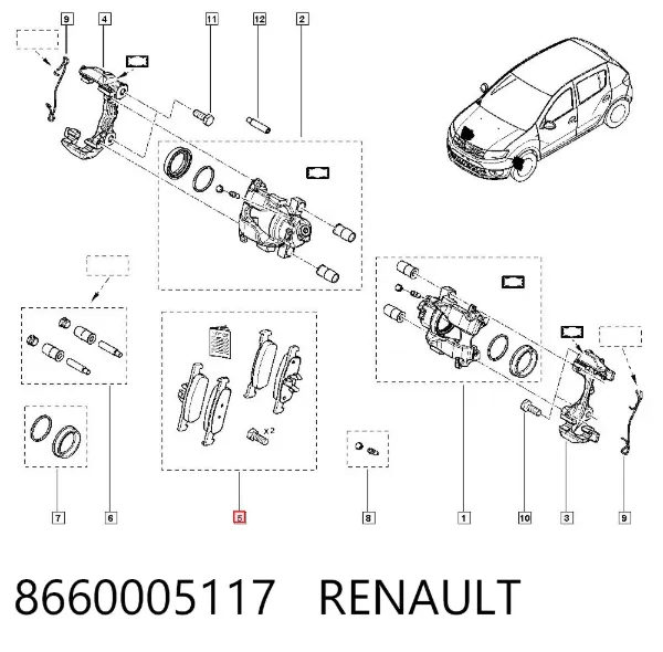 Klocki hamulcowe przednie tarczowe 8660005117 Renault (RVI)