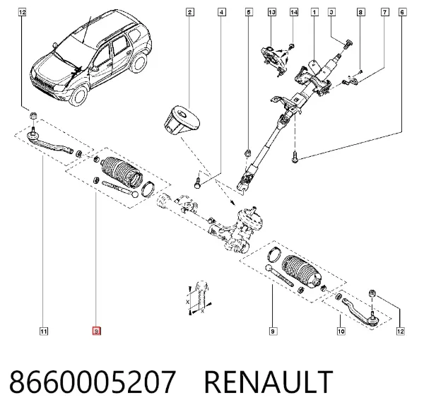 Drążek kierowniczy 8660005207 Renault (RVI)
