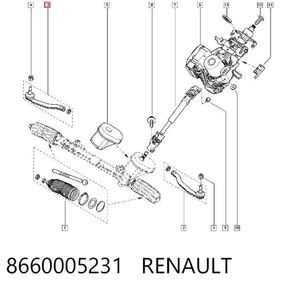Końcówka drążka kierowniczego zewnętrzna 8660005231 Renault (RVI)
