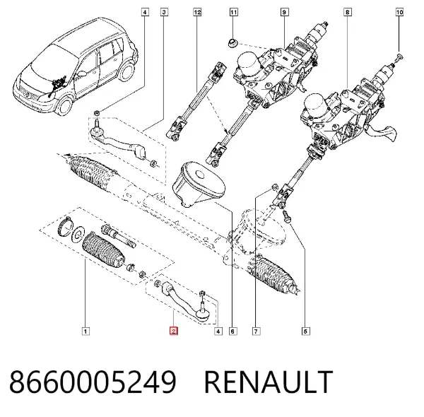 Końcówka drążka kierowniczego zewnętrzna 8660005249 Renault (RVI)