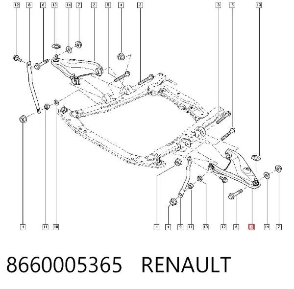Wahacz zawieszenia przedniego dolny lewy 8660005365 Renault (RVI)