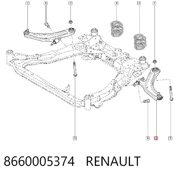 Wahacz zawieszenia przedniego dolny lewy 8660005374 Renault (RVI)