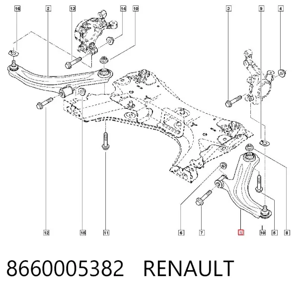 Wahacz zawieszenia przedniego dolny lewy 8660005382 Renault (RVI)