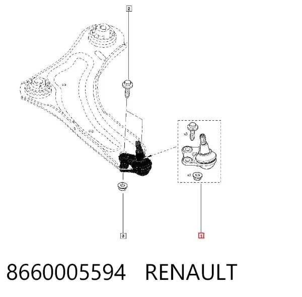Sworzeń wahacza dolny 8660005594 Renault (RVI)