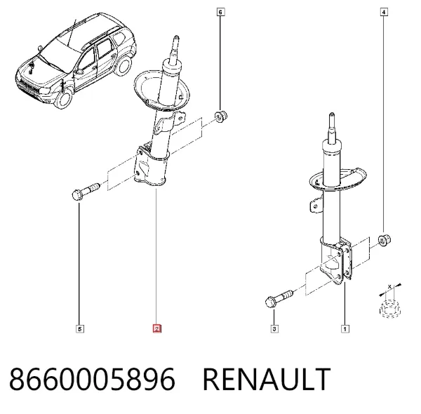 Amortyzator przedni 8660005896 Renault (RVI)