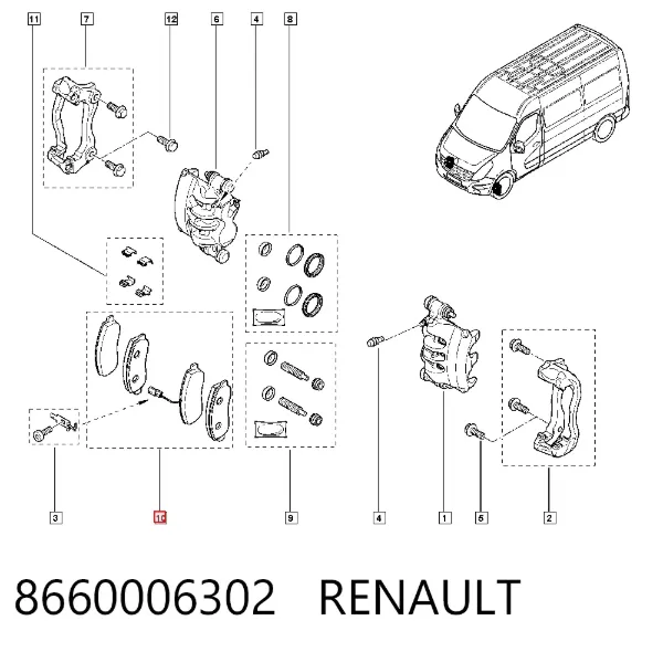 Klocki hamulcowe przednie tarczowe 8660006302 Renault (RVI)