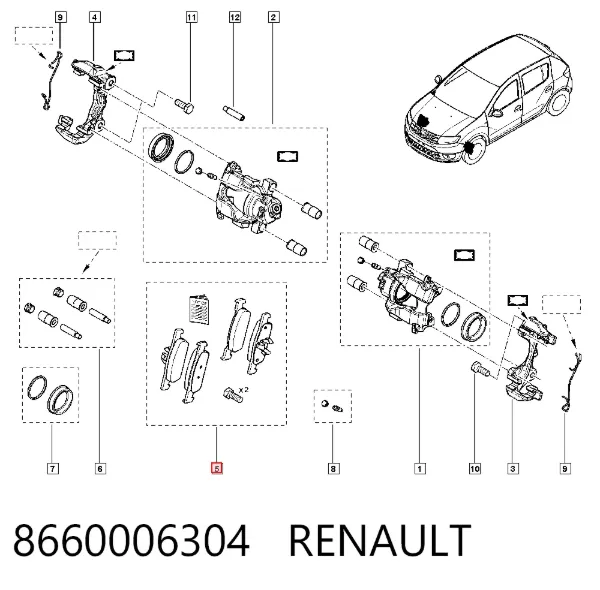 Klocki hamulcowe przednie tarczowe 8660006304 Renault (RVI)