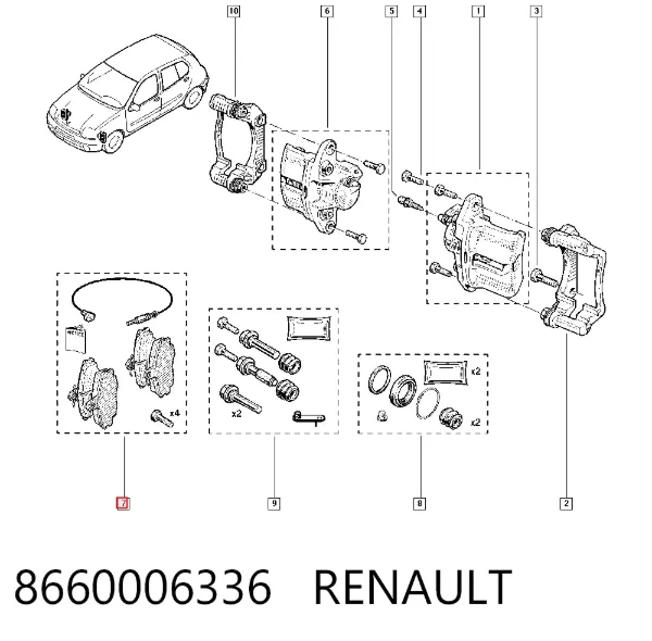 Klocki hamulcowe przednie tarczowe 8660006336 Renault (RVI)