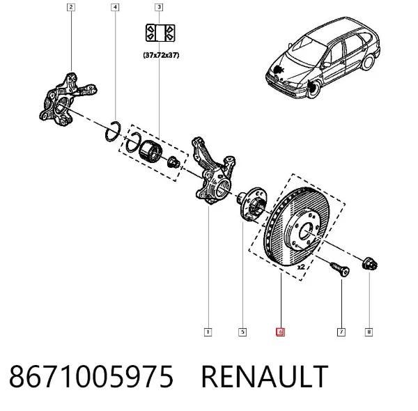 Tarcza hamulcowa przednia 8671005975 Renault (RVI)