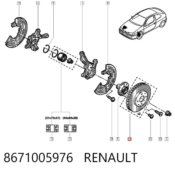 Tarcza hamulcowa przednia 8671005976 Renault (RVI)