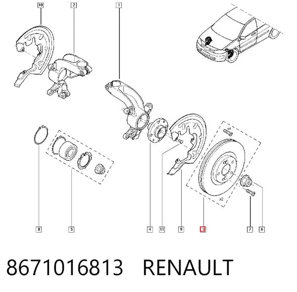Tarcza hamulcowa przednia 8671016813 Renault (RVI)