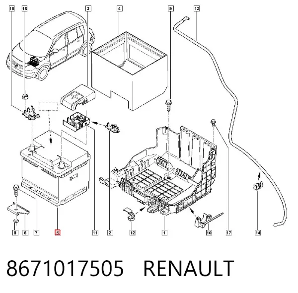 Bateria (akumulator) 8671017505 Renault (RVI)
