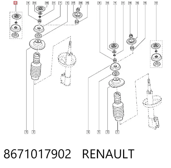 Poduszka amortyzatora przedniego 8671017902 Renault (RVI)