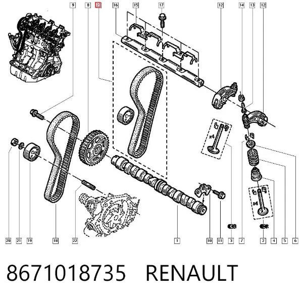Pasek rozrządu, zestaw 8671018735 Renault (RVI)