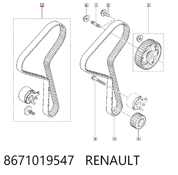 Pasek rozrządu, zestaw 8671019547 Renault (RVI)