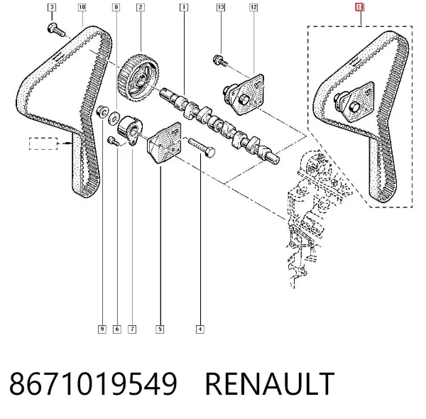 Pasek rozrządu, zestaw 8671019549 Renault (RVI)