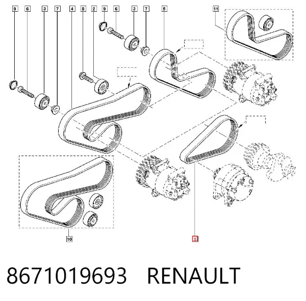 Pas napędowy mechanizmów 8671019693 Renault (RVI)