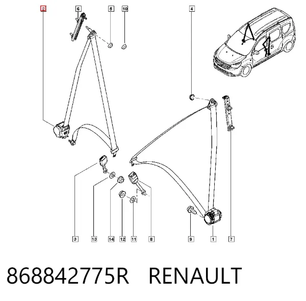 Pas bezpieczeństwa przedni prawy 868842775R VAG