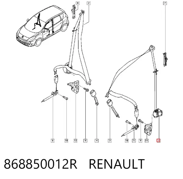 Pas bezpieczeństwa przedni lewy 868850012R Renault (RVI)