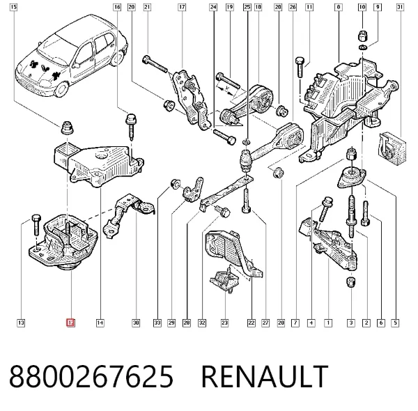 Poduszka (podpora) silnika prawa 8800267625 Renault (RVI)