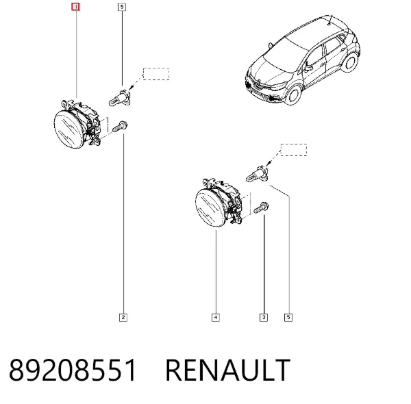 Lampa przeciwmgielna prawa 89208551 Renault (RVI)