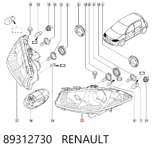 Reflektor lewy 89312730 Renault (RVI)
