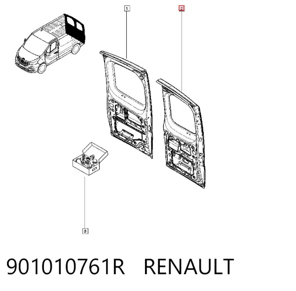 Drzwi furgonu skrzydłowe tylne lewe 901010761R Renault (RVI)