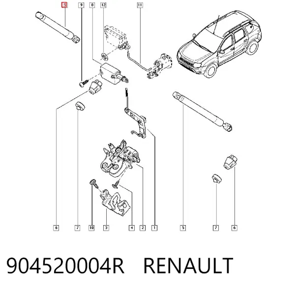 Amortyzator klapy bagażnika (3/5 drzwi-tylnych) 904520004R Renault (RVI)