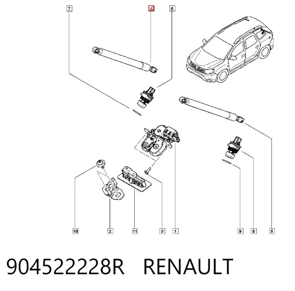 Amortyzator klapy bagażnika (3/5 drzwi-tylnych) 904522228R Renault (RVI)
