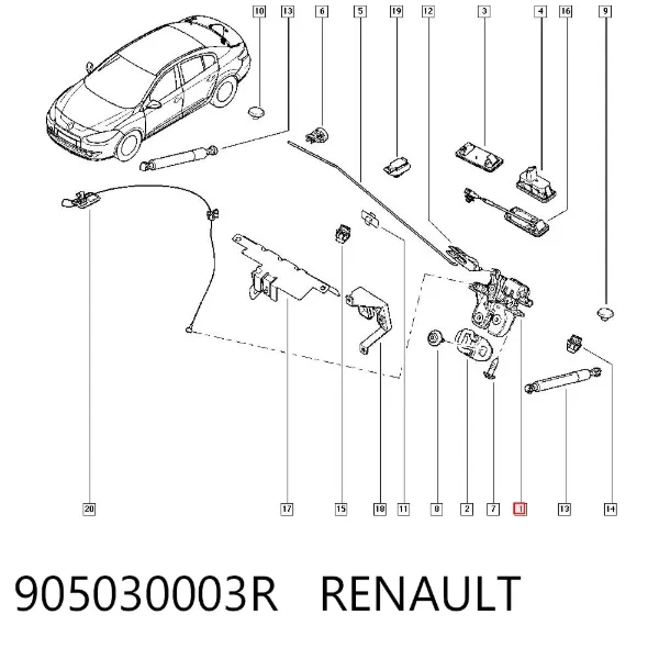 Zamek klapy bagażnika (3/5 drzwi tylnych) Renault Fluence L3
