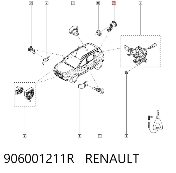 Wkładka zamka klapy bagażnika (3/5 drzwi tylnych) Dacia Duster HS