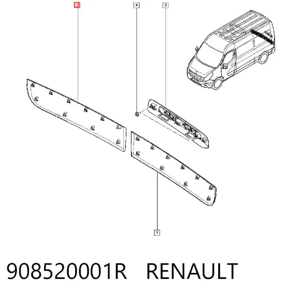 Nakładka tylnej drzwi skrzydłowej prawej 908520001R Renault (RVI)