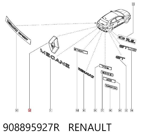 Emblemat na klapę bagaznika (znaczek firmowy) Renault Megane IV