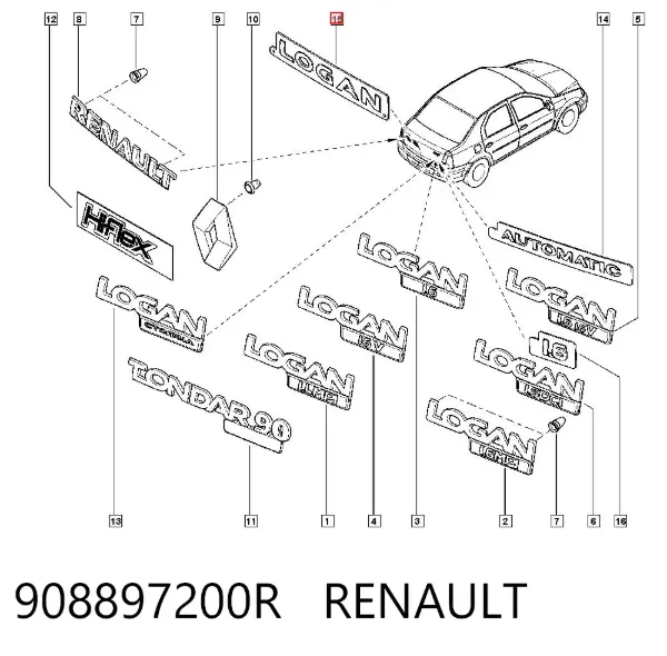Emblemat na klapę bagaznika (znaczek firmowy) Renault LOGAN I