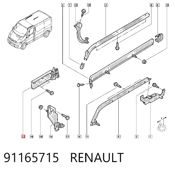 Rolka drzwi bocznych (przesuwnych) prawa środkowa 91165715 Renault (RVI)