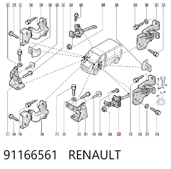 Ogranicznik drzwi przedni 91166561 Renault (RVI)