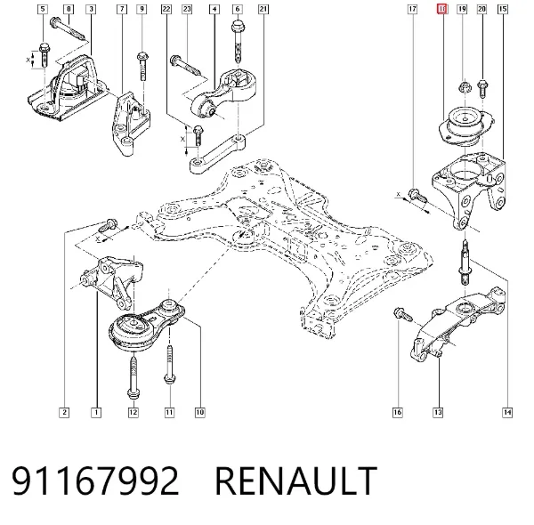 Poduszka (podpora) silnika lewa 91167992 Renault (RVI)