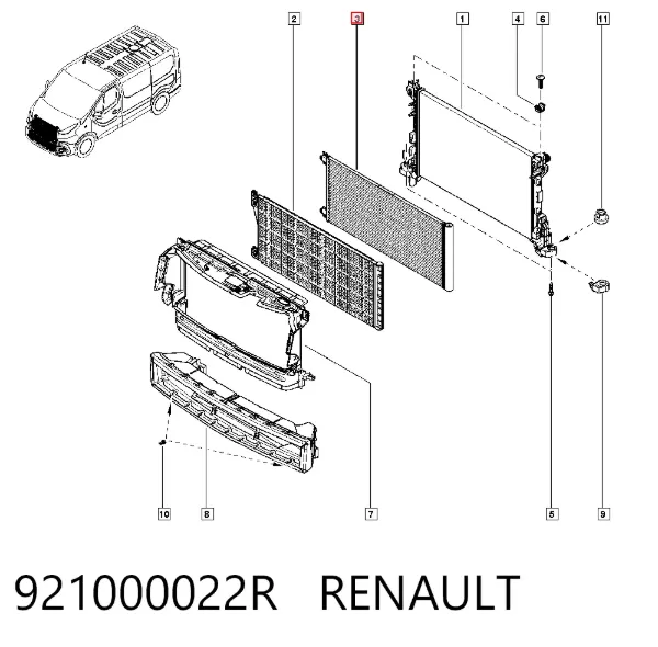 Chłodnica klimatyzacji 921000022R Renault (RVI)