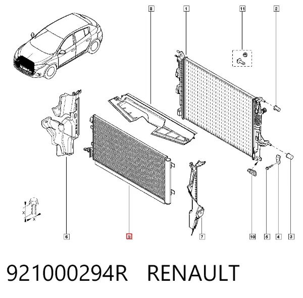 Chłodnica klimatyzacji 921000294R Renault (RVI)