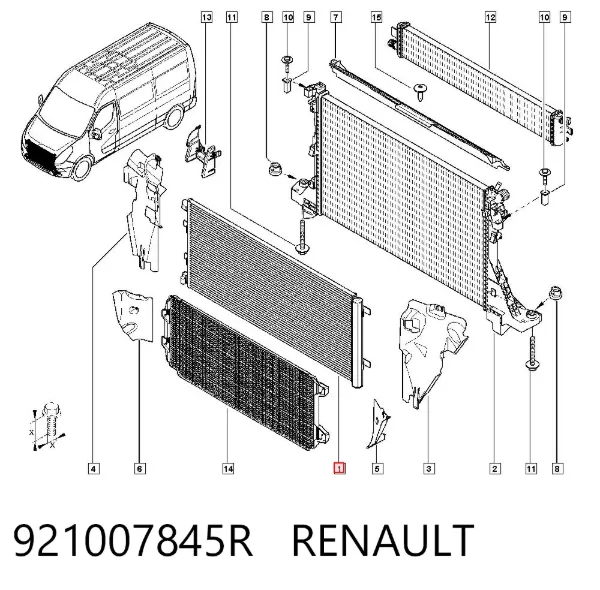 Chłodnica klimatyzacji 921007845R Renault (RVI)