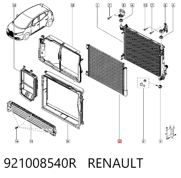 Chłodnica klimatyzacji 921008540R Renault (RVI)