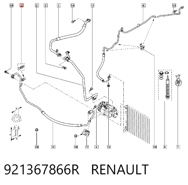 Czujnik ciśnienia bezwzględnego klimatyzacji 921367866R Renault (RVI)