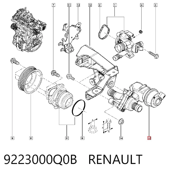 Regulujący zawór chłodziwa 9223000Q0B Renault (RVI)