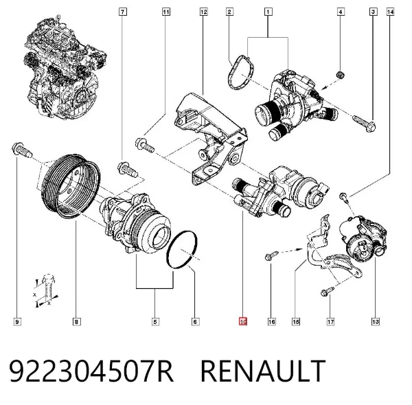 Regulujący zawór chłodziwa 922304507R Renault (RVI)