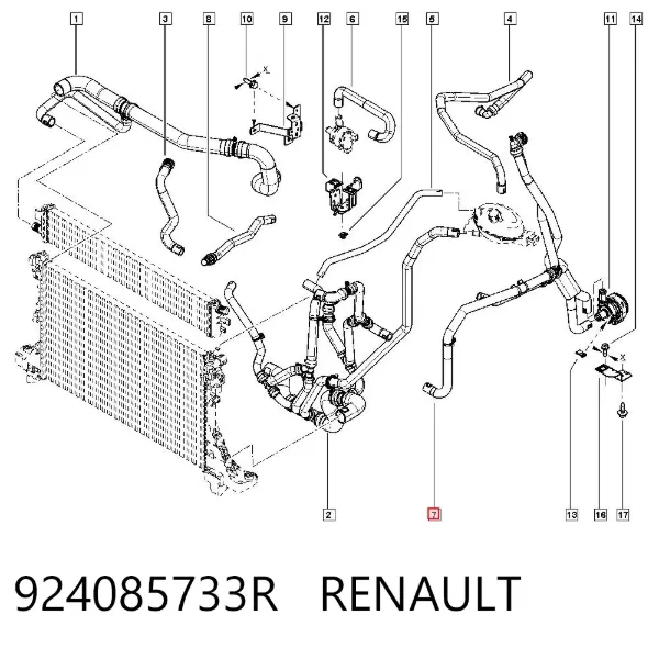 Przewód chłodnicy ogrzewacza (nagrzewnicy), dopływ 924085733R Renault (RVI)