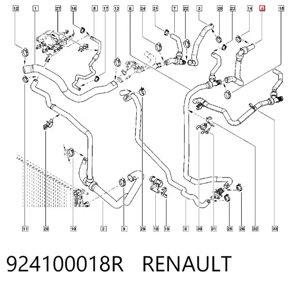 Przewód (króciec) układu chłodzenia 924100018R Renault (RVI)