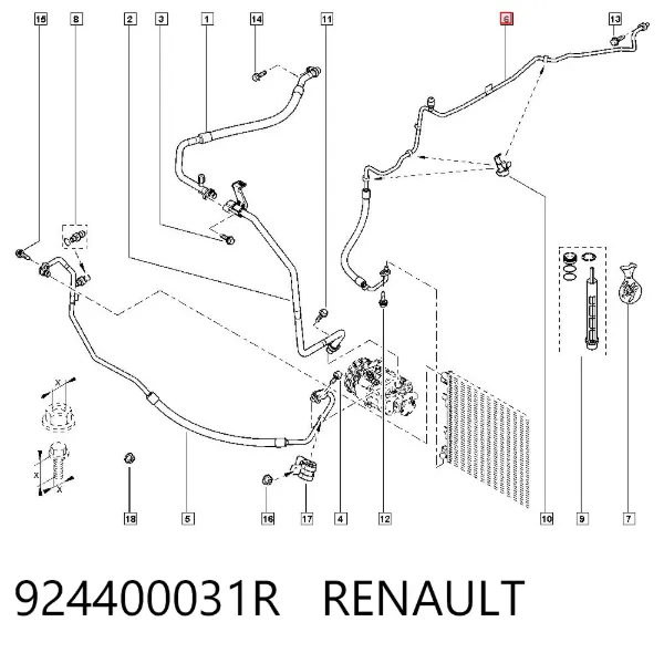 Przewód klimatyzacji, od chłodnicy do parownika 924400031R Renault (RVI)