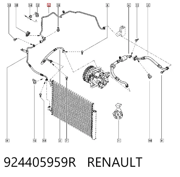 Przewód klimatyzacji, od chłodnicy do parownika 924405959R Renault (RVI)