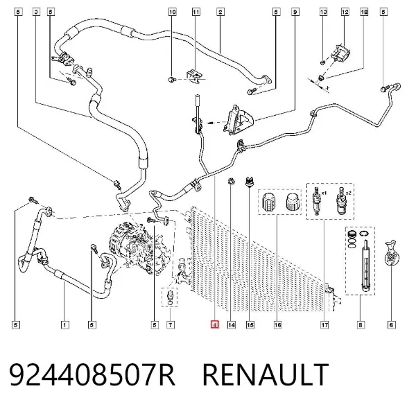 Przewód klimatyzacji, od chłodnicy do parownika 924408507R Renault (RVI)